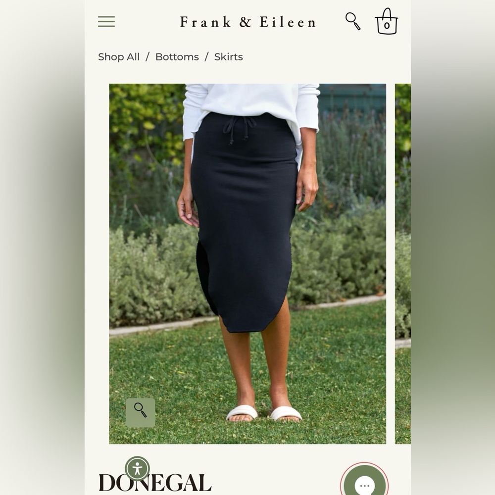 Frank & Eileen  Donegal Unforgettable Skirt Triple Fleece Size Medium Black